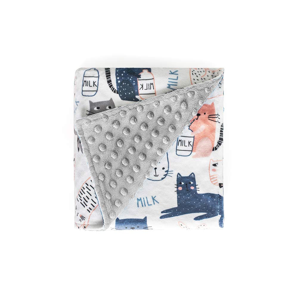 Unisex Lightweight Minky Baby Blanket - Super Soft Plush, Newborn & Toddler, 30x40, Gender Neutral Dot Backing