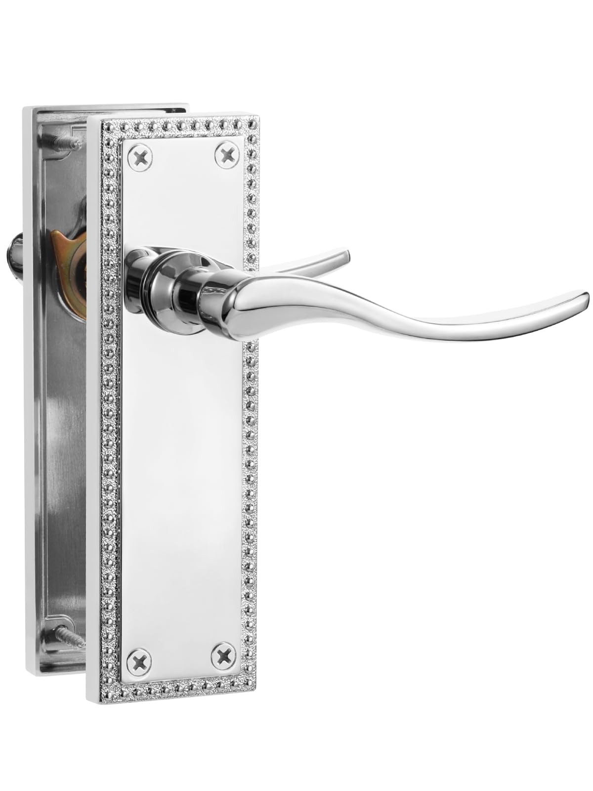 SORWDUERM 1 Pair Victorian Scroll Polished Chorme Internal Door Handles,Long Latch Lever Set for Interior Wooden Doors,Fits Standard UK Door,Zinc Alloy