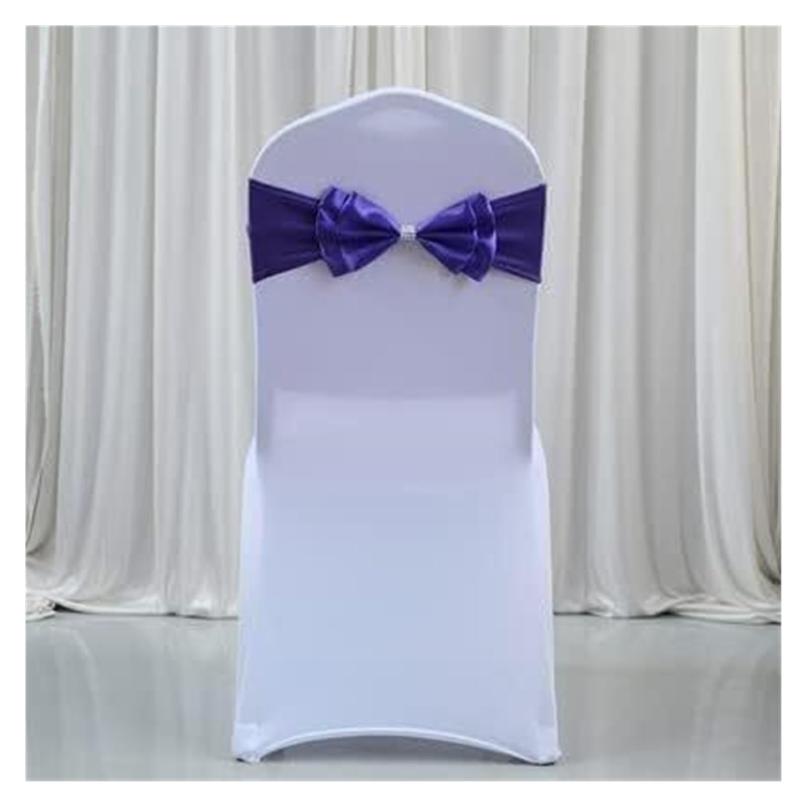 REcsdza chair sashes, Band Spandex Chair Sash With Satin Bow Back For Wedding Event Party Cover Decoration,50pcs(Blue)