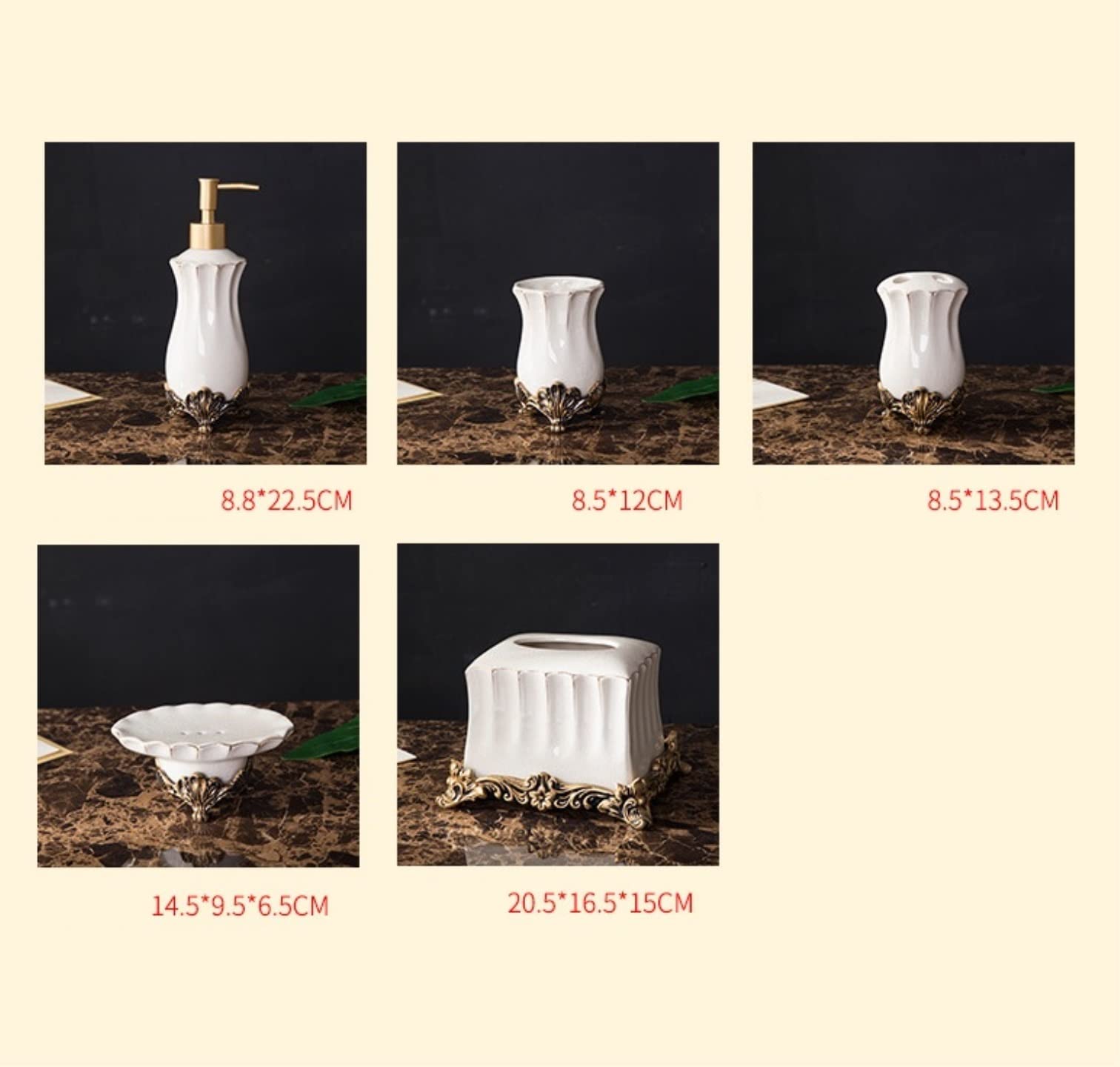 Accesorios de Tocador, Baño De Estilo Europeo, Traje De Cinco Piezas, Suministros De Baño, Artículos De Tocador, Juego De Lavado, Cerámica Decorativa para El Hogar Juego Decorativo(B)