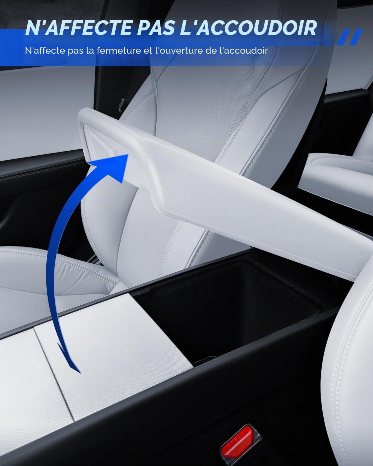 Couvercle d’Accoudoir Central pour Tesla Model Y 2025-2026 et Model 3 2024-2026 Protection en TPE Étanche et Antidérapant Tesla Juniper Highland Accessoires (Blanc)