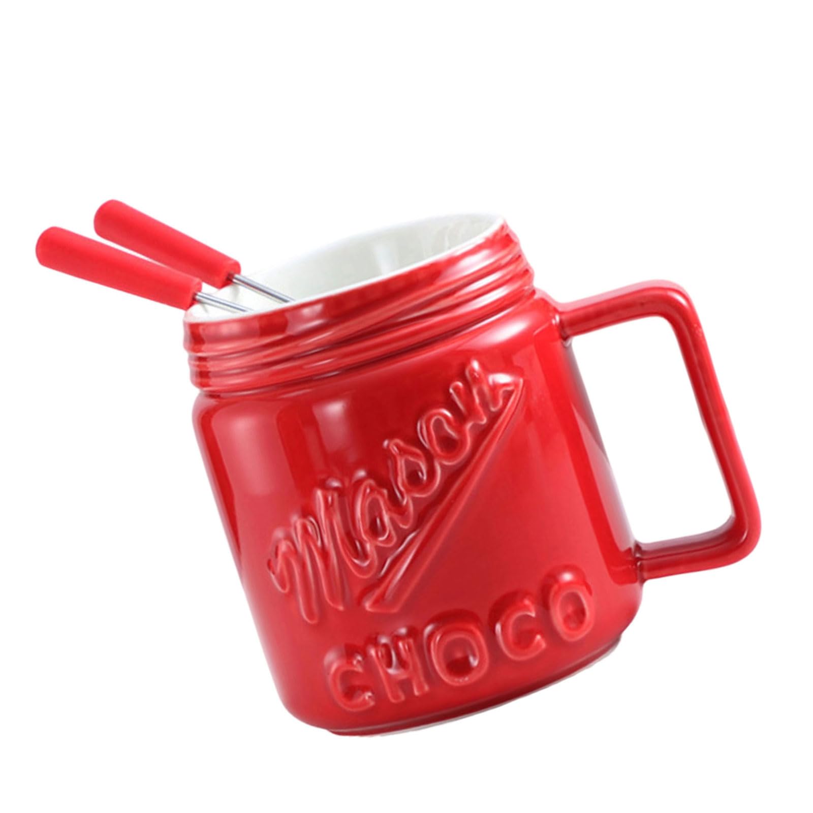 Piceioep Contemporary Ceramic Melting Mug for Chocolate Cheese Fondue Kitchen Cup with Ergonomic Handle Home Decoration Chocolate Fondue Mug
