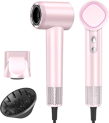 Secador de pelo, motor sin escobillas de alta velocidad de 160000 RPM con 500 millones de iones negativos, secadora iónica profesional con difusor