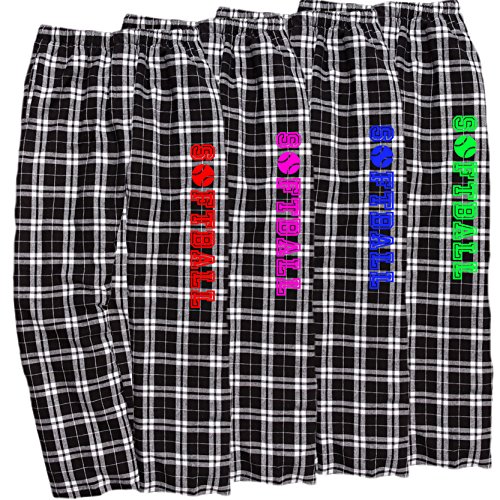 Softball Black White Lounge Flannel Pant with Pockets