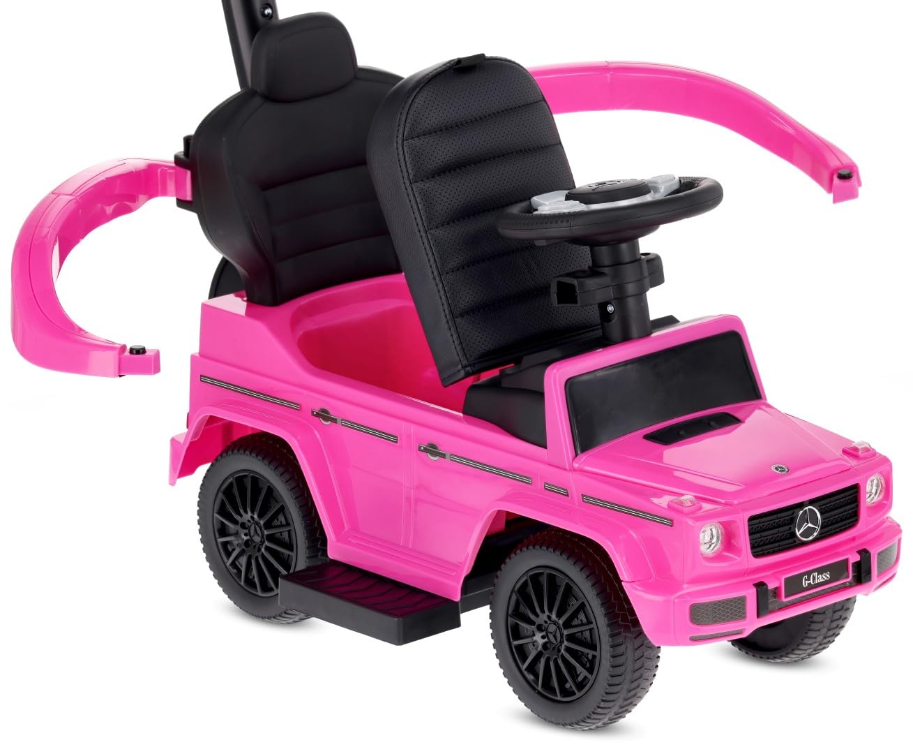 SUN BABY Mercedes-Benz G Correpasillos Andador Desde 12 Meses con Empujador para Niños, Ruedas de Goma TPE, Barra de Seguridad, Reposapiés Retráctiles, Volante con Sonidos - Rosa