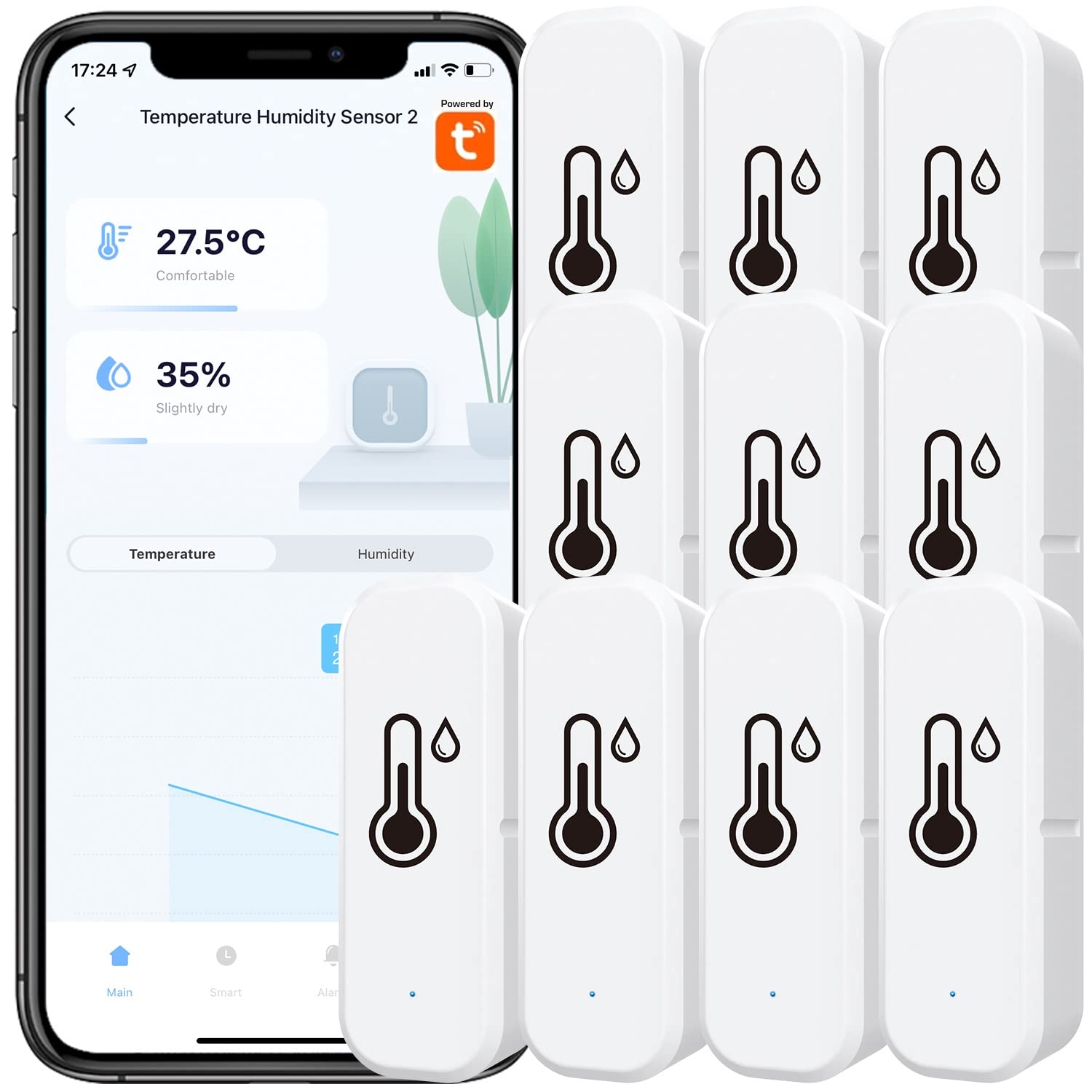 SPORTARC pour Tuya Lot de 10 capteurs de température et d'humidité sans fil WiFi pour serre domestique