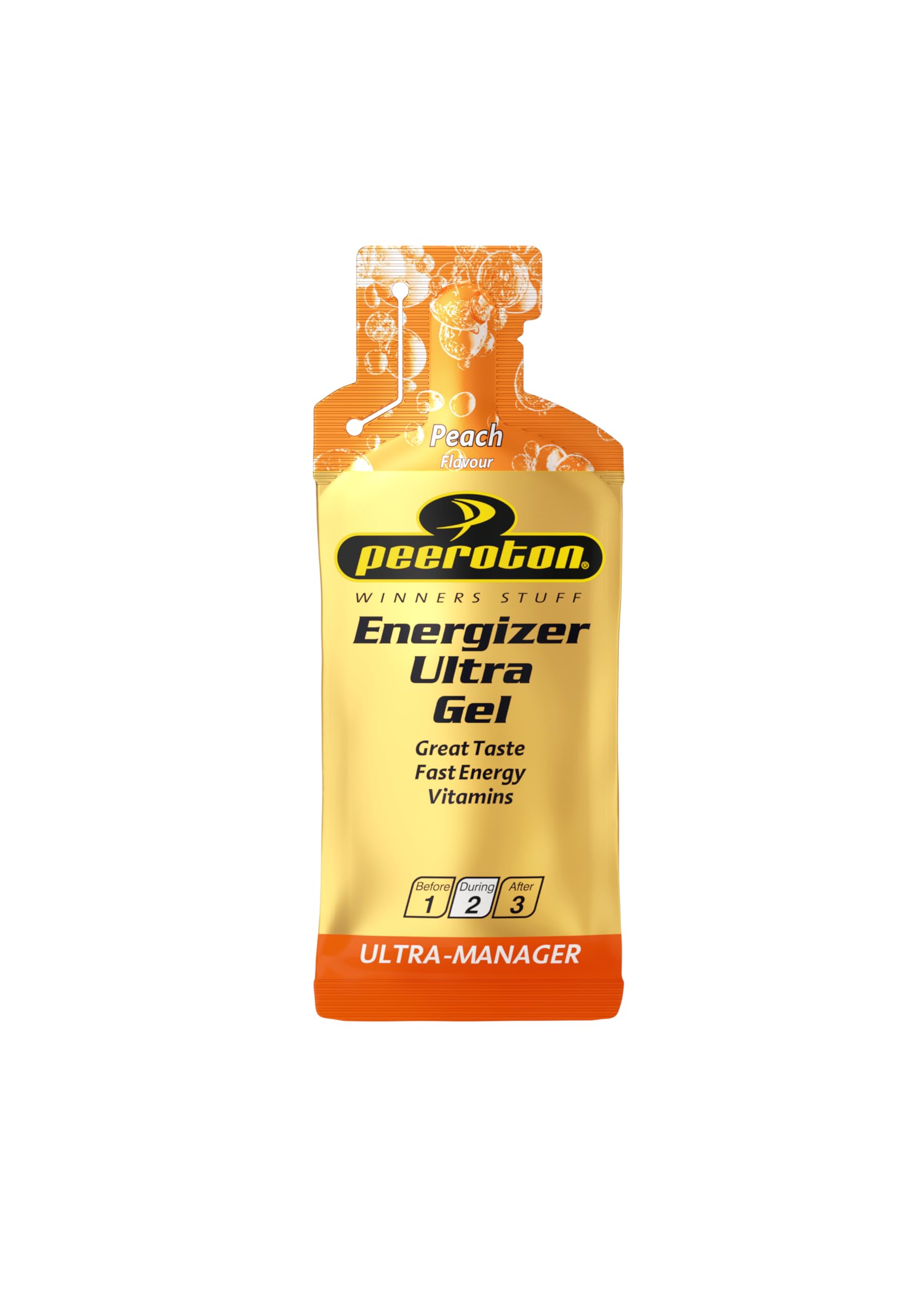 Peeroton Energizer Ultra Gel Peach- Isotonic Energy Gel für maximale Ausdauer mit 26.5 g Kohlenhydraten