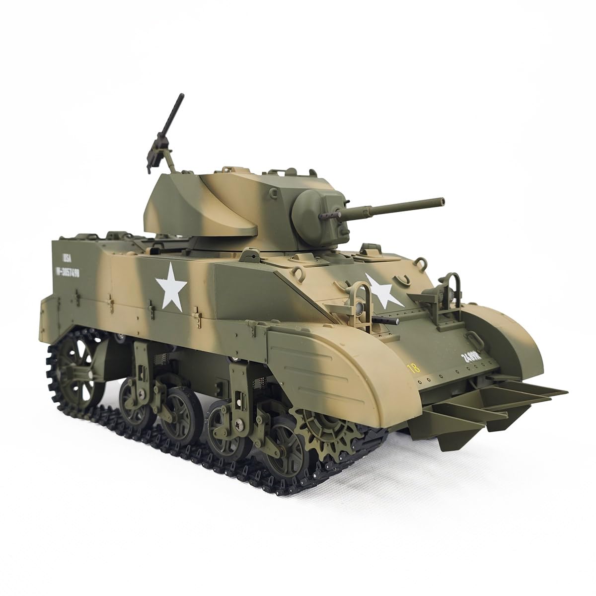 M5A1 Stuart Light - Tanque teledirigido para adultos, 1:16, con efectos de luz de sonido, salida de humos, telescopio, vehículo militar RC para más de 16 años