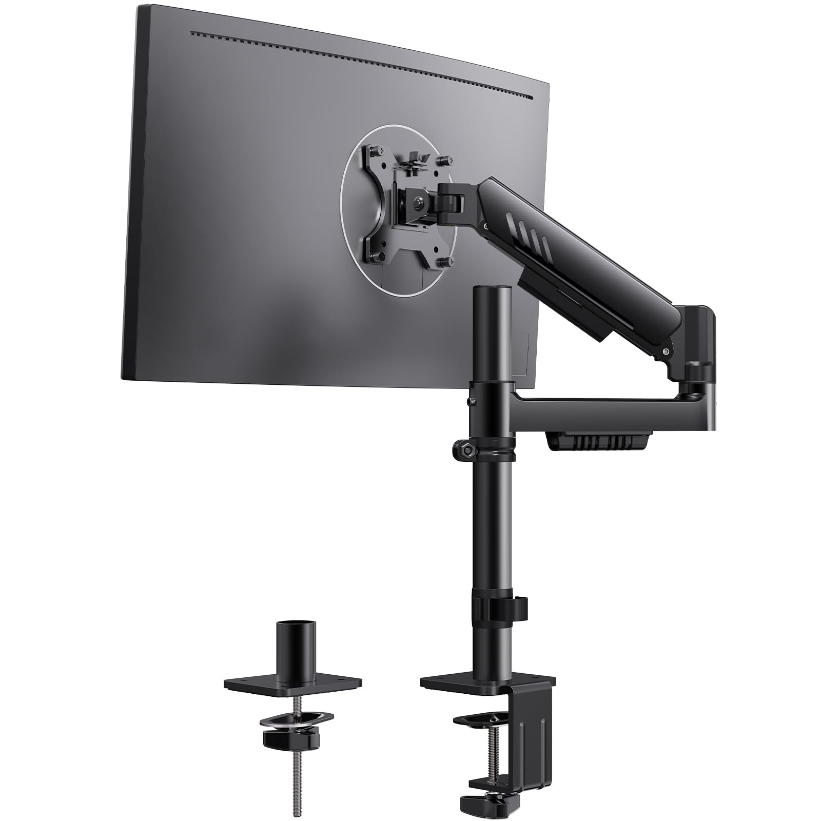 ErGear Monitor Halterung, verstellbare Monitor Arm, 13-34" Bildschirm, bis zu 9kg, erhöhte Stabilität mit integrierter C-Klemme, verbessertes Kabelmanagement, VESA 75x75/100x100mm, schwarz Gaming