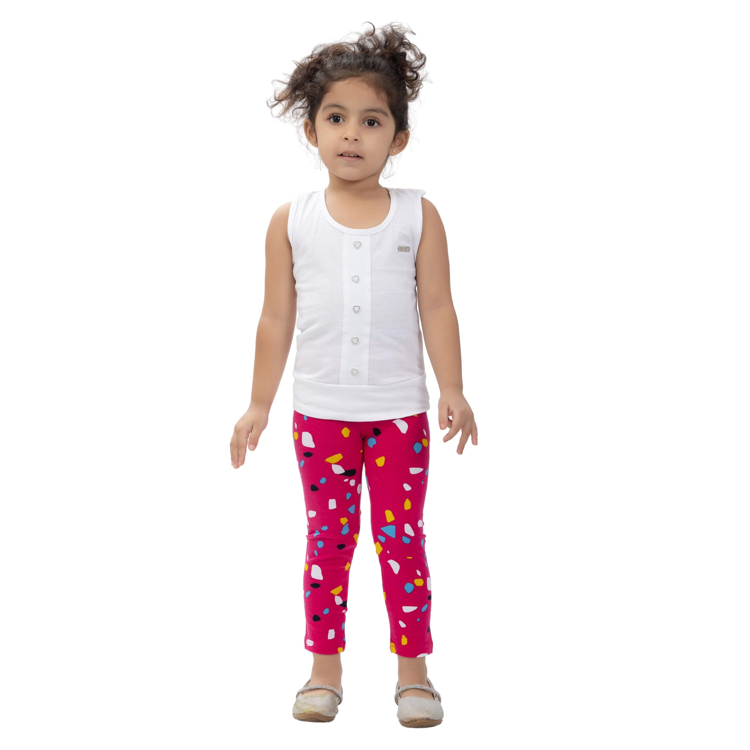 comfycute Pure Cotton Girls Leggings Kids Stretchable Ankle Length Soft Non-Transparent Printed Bottom Wear for Daily Use | Breathable Skin-Friendly Regular Fit All Day Comfort - Image 6 thumbnail