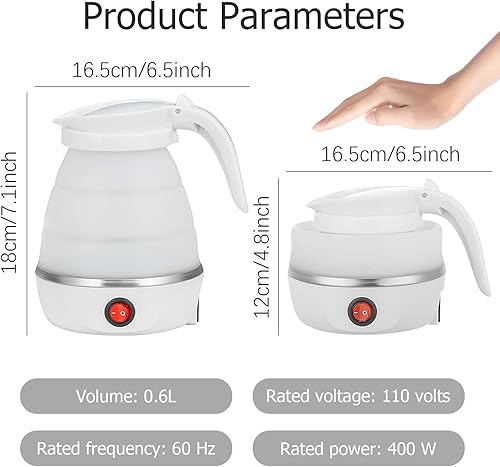Miniatura 2 de Hervidor eléctrico plegable de viaje, portátil y práctico, de silicona de grado alimenticio, plegable, tetera y tetera para camping, fácil