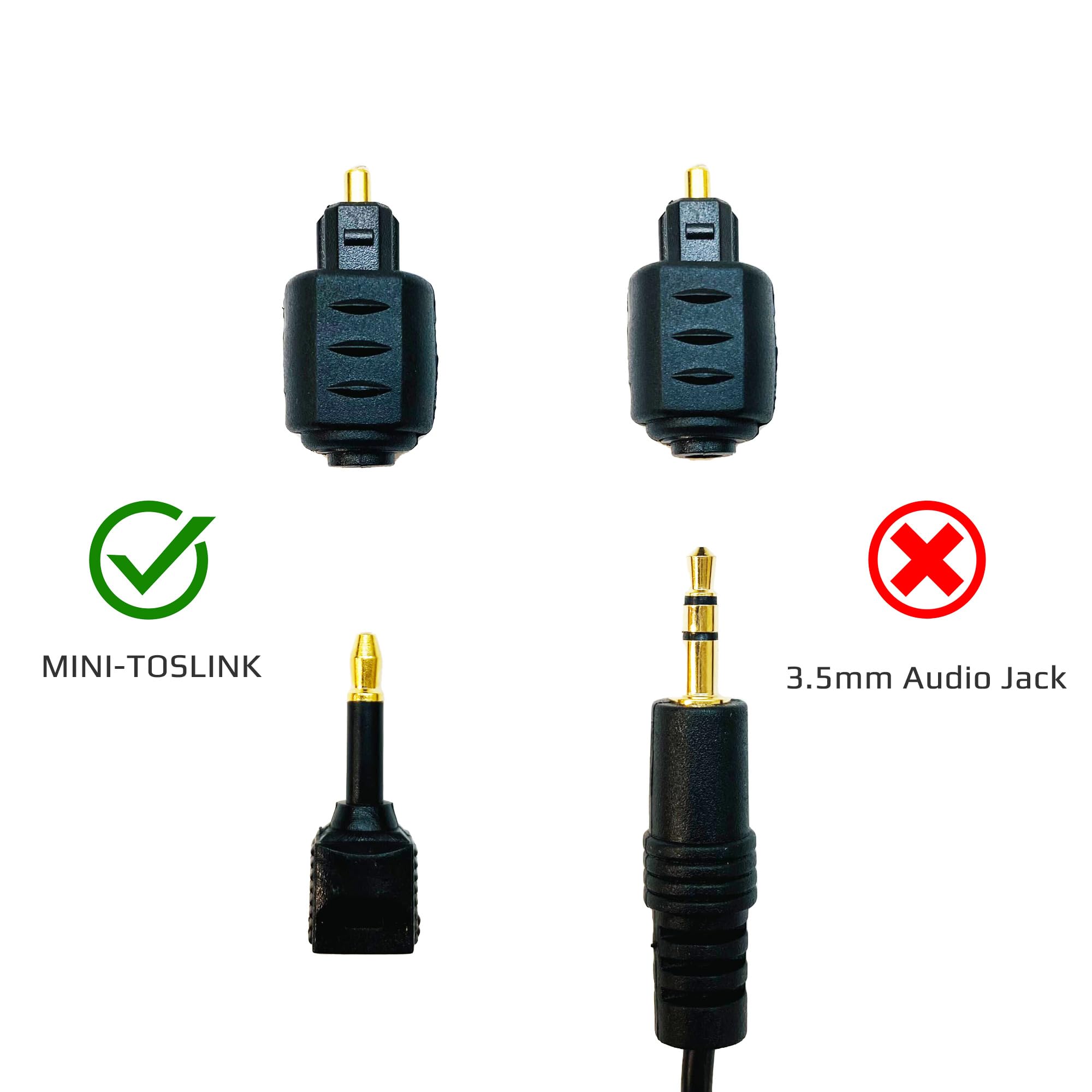 TOSLINK to MiniPlug Optical Cable with Metal Connectors for Digital Au -  Benchmark Media Systems