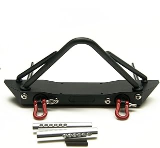 Black Steel Front Bumper Bull Bar with Winch Shackles for 1:10 RC Crawler Car AXIAL SCX10,TRX-4