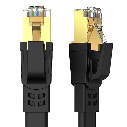 Cable Ethernet CAT8 de 25 pies, cable de red LAN Cat8 de alta velocidad resistente de 40 Gbps, 2000 Mhz con conector RJ45 chapado en oro para módem,