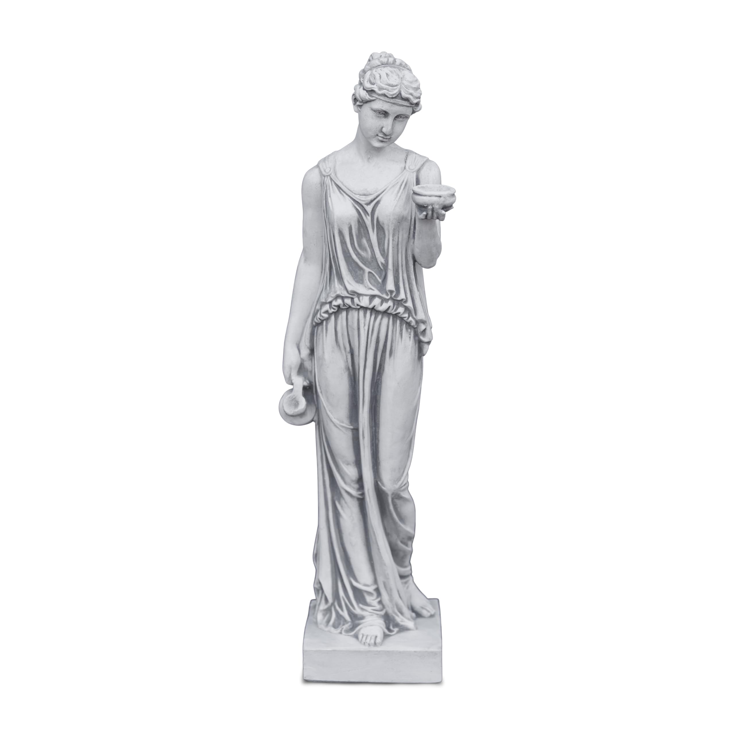 gartendekoparadies.de Statue der Hebe, Göttin der Jugend, Steinguss, Grau, 80 cm, 20 kg, Frostsicher, Klassische Gartenskulptur