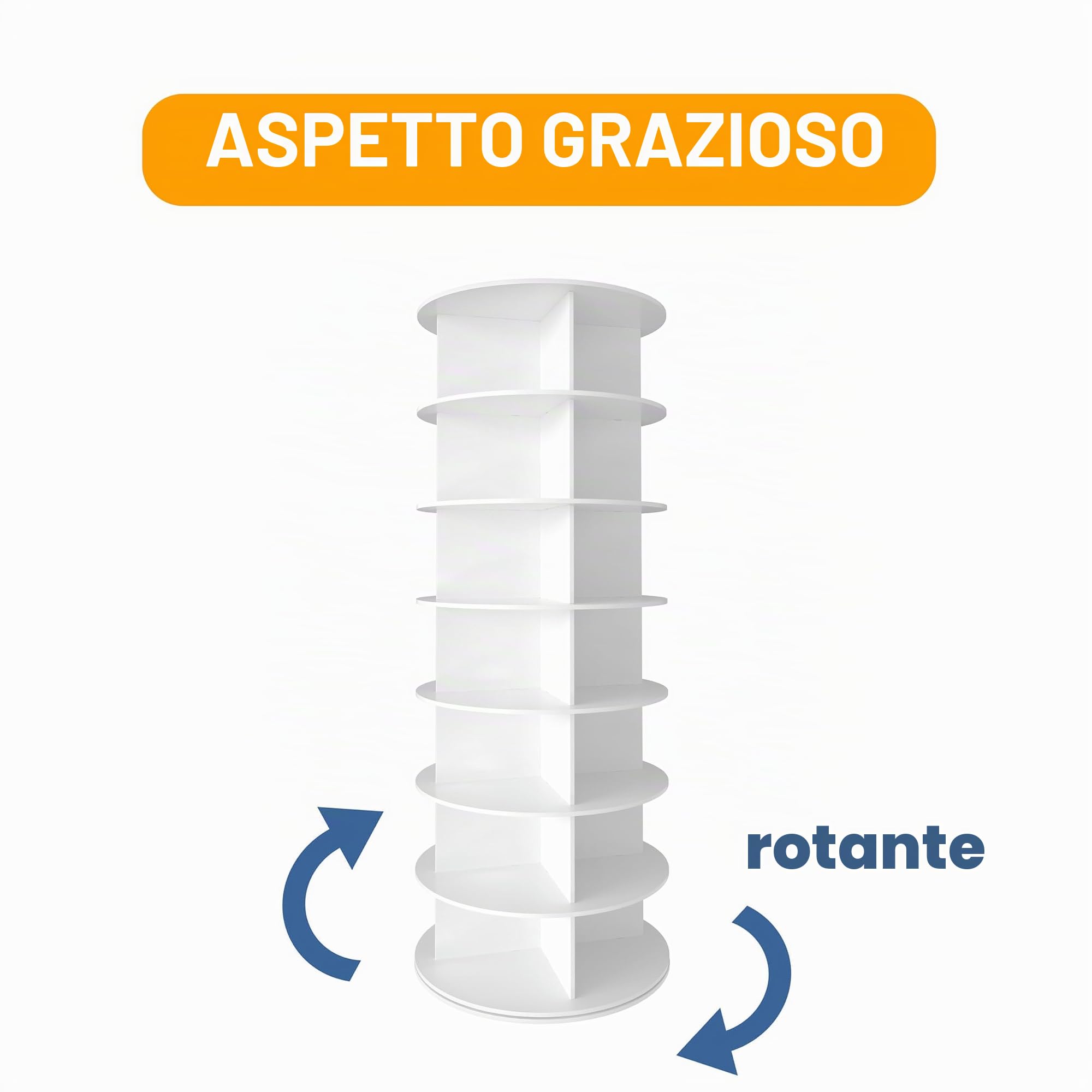SpaceAid Scarpiera rotante Torre a 7 ripiani, Espositore per scarpe girevole Lazy Susan, Scarpiera girevole a 360° per riporre scarpe Giostra rotonda, Organizzazione verticale per borsette e scarpe