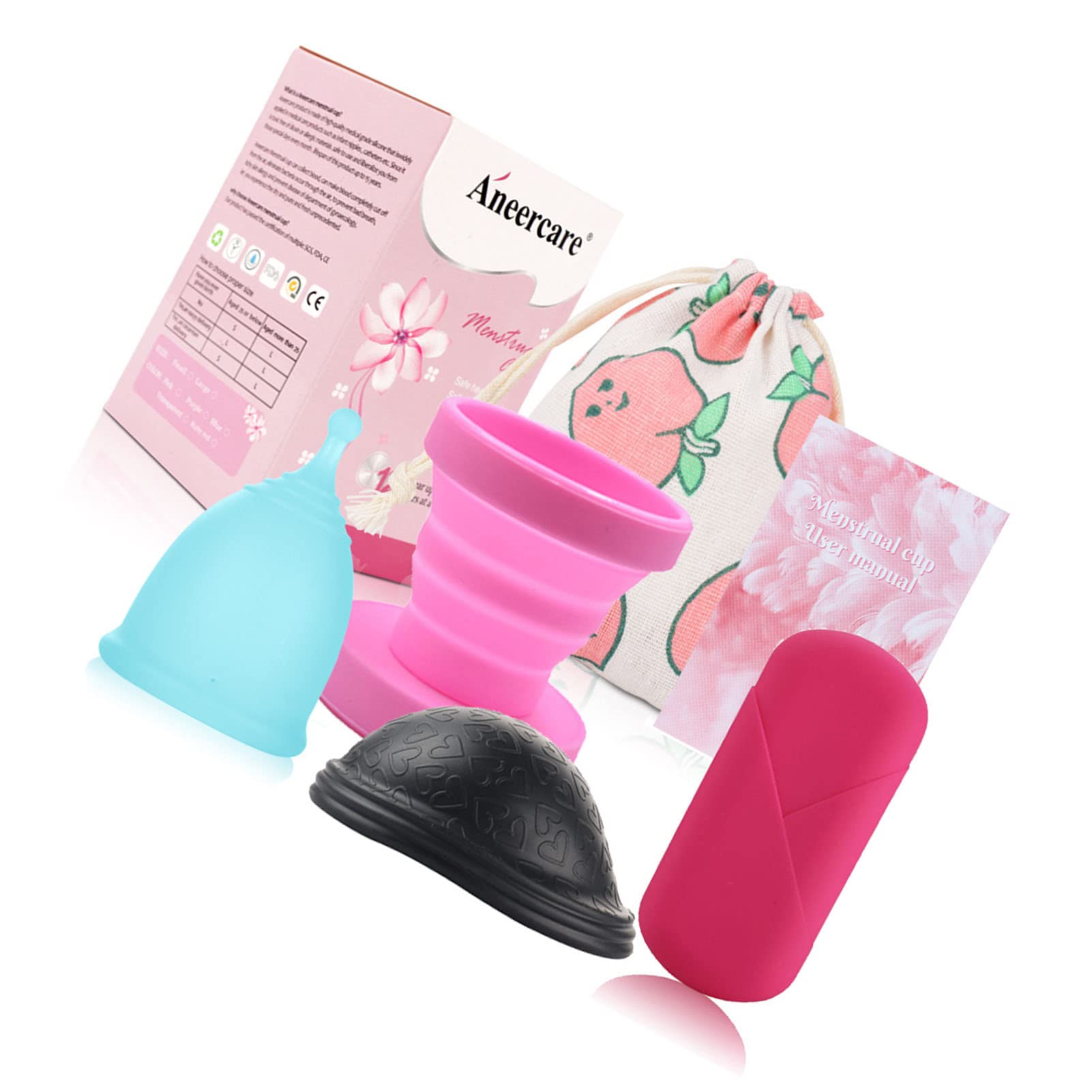 RenguMenstrual Cup Set, Menstrual Disc Leakproof Comfortable Soft Collapsible Cup For Women Reusable For Intimate Care (S)