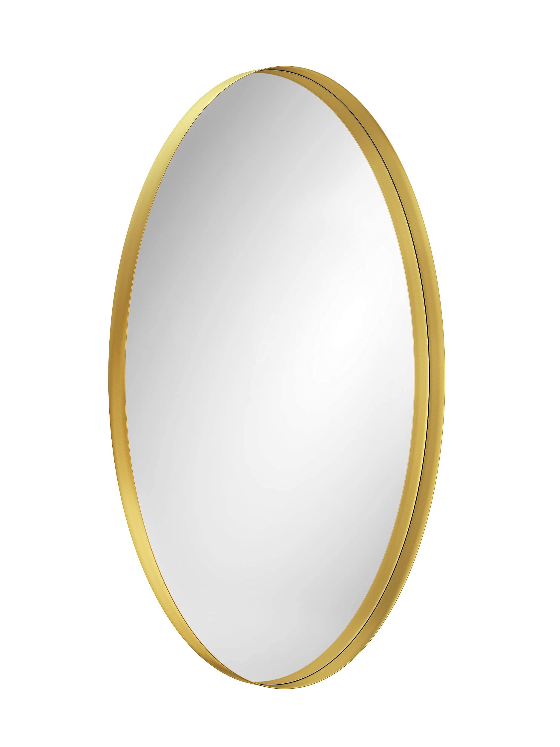 Oval Metal-Framed Wall Mirror - Bathroom Decorative Wall Mounted Mirror 18X28in Gold Clean Vanity Mirror for Bedroom