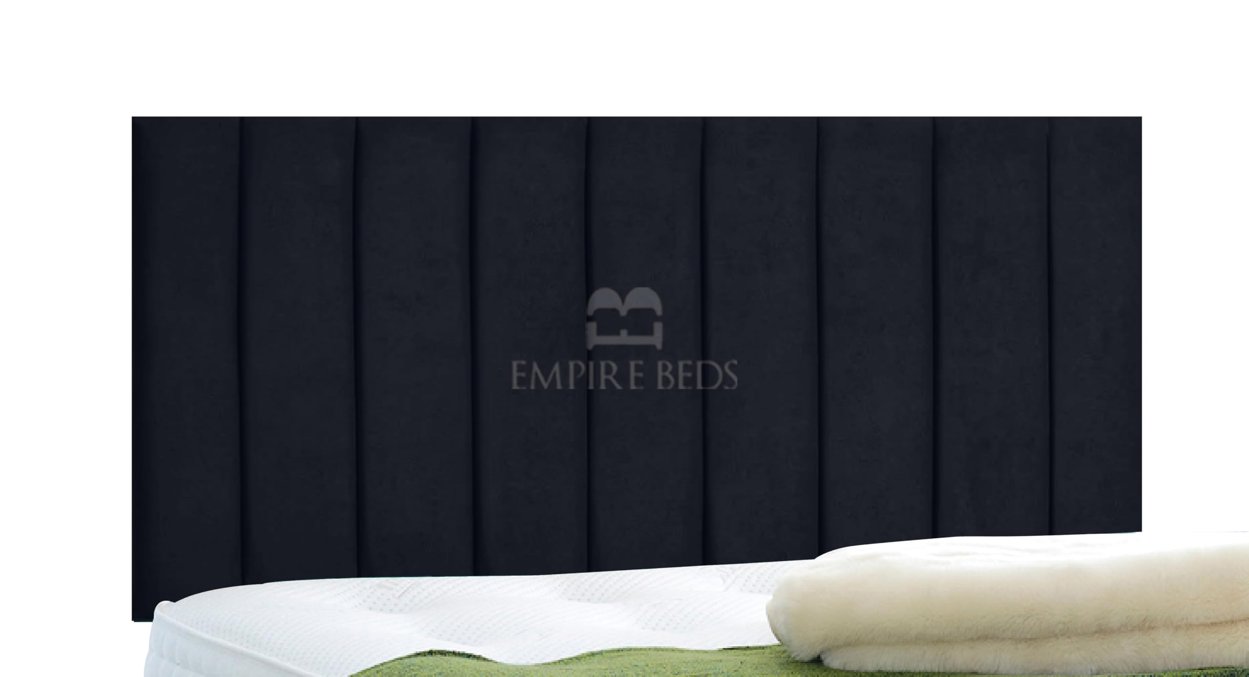 EMPIRE BEDS 24 INCH HEIGHT LUXURIOUS PORTLAND HEADBOARD IN PLUSH VELVET FABRIC FOR DIVAN BEDS(3FT Single- Height 24", Black)