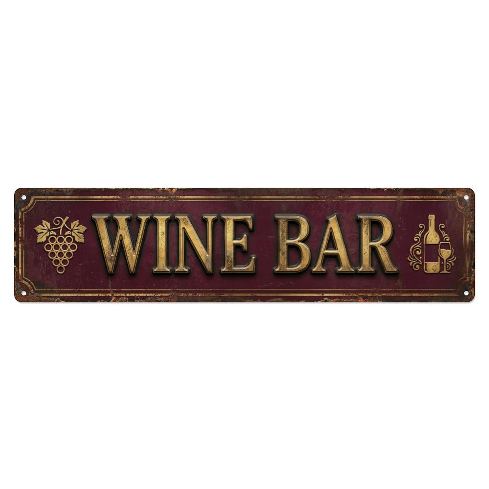 WINE BAR Vintage Selections Metal Tin Skinny Sign Plaque Wall Decor for Cafe, Club Bar, Office, Home Garden Metal Poster 4x16Inch