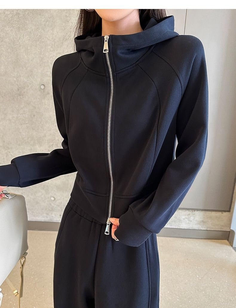 Ensemble 2 pièces sport pour femme, pantalon large et sweat décontracté
