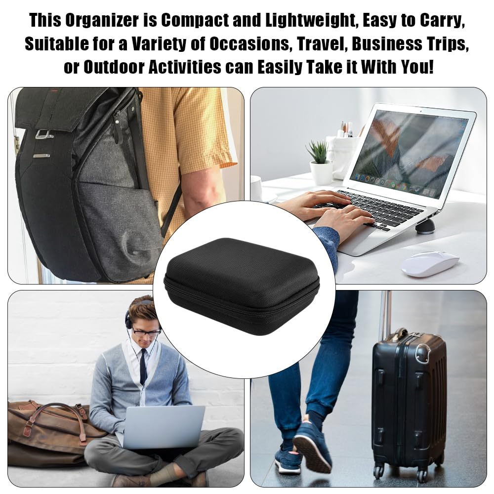 Rigid Tech Pouch Étui Rigide Imperméable pour Câble USB Chargeur 16x12x6 cm Noir