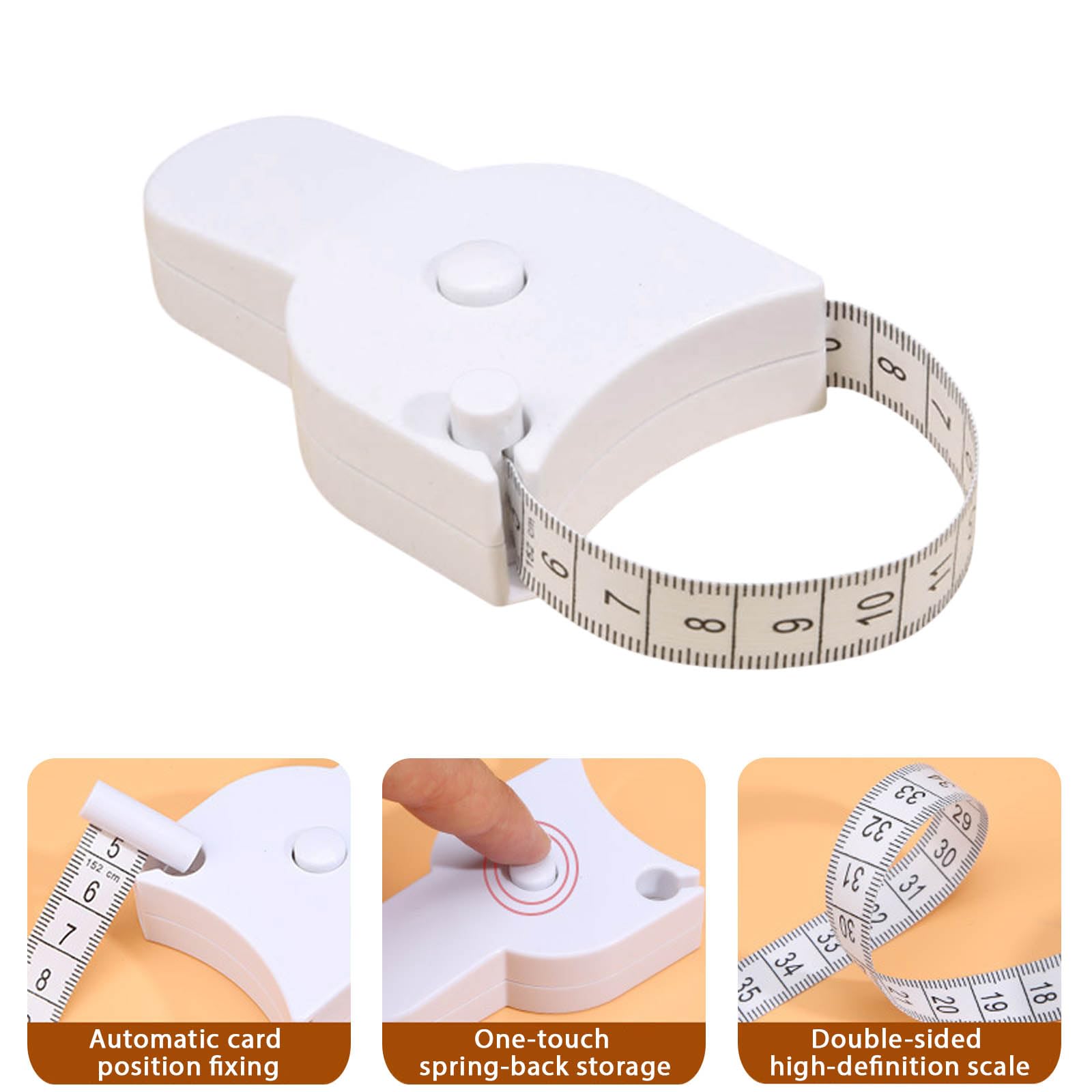 2-Pack 150cm Retractable Body Tape Measure - Compact & Portable for Weight Loss Tracking, Black,White - Image 3
