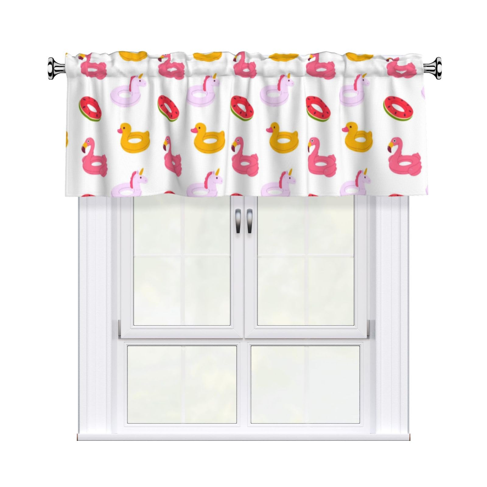 Noble Ren Flamingo Pattern Short Curtain Valance 54x18in For Kitchen Bathroom Cafe Living Room Decoration