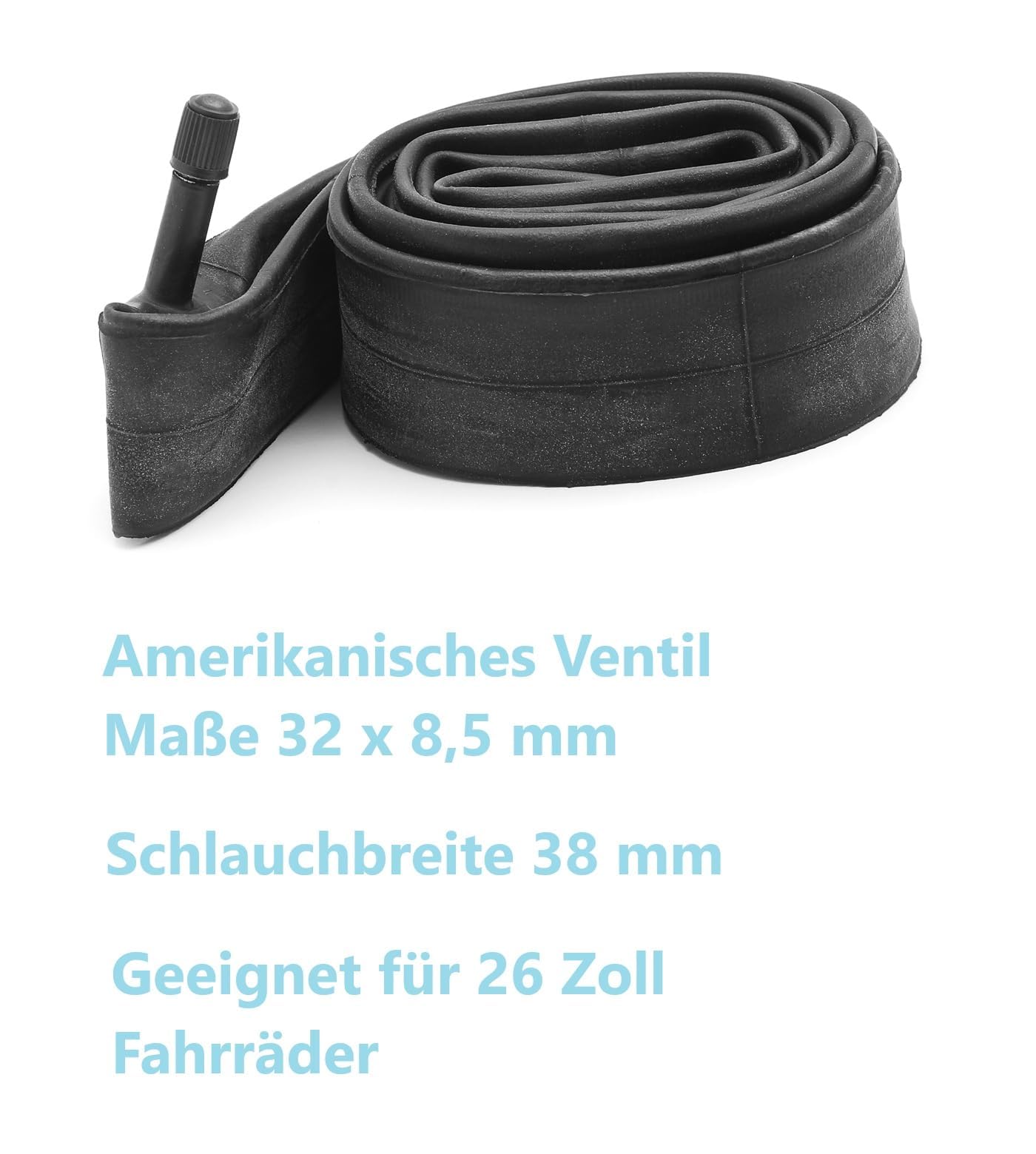 Set di 2 tubi flessibili per bicicletta da 26", 26", 1,75/2.125, valvola americana ETRTO 44-559, 47-559, 50-559, 54-559, 26 x 1,7, 26 x 2,0, 26 x 2,10, 26 x 2,125 cm. Bicicletta da donna