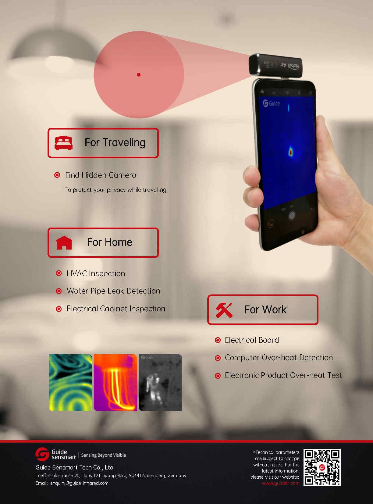 Guía MobIR cámara térmica de aire para smartphone 120 × 90 IR Resolución -20 ℃ ~ 120 ℃, peso 20 G, gris oscuro, plata, oro entrega aleatoria (Android: USB Tipo-C)
