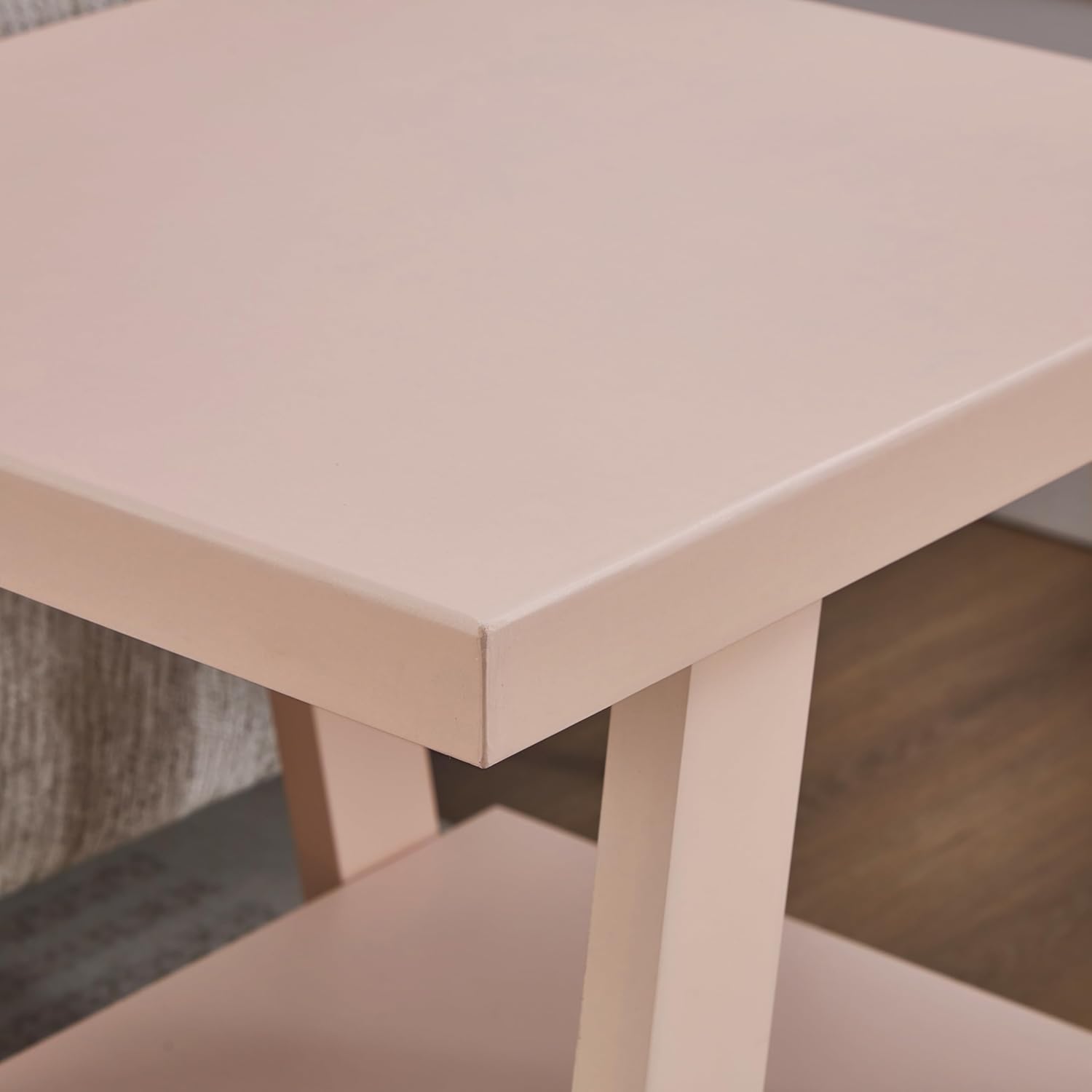 Roundhill Furniture Athens Contemporary Wood Shelf End Table in Pink