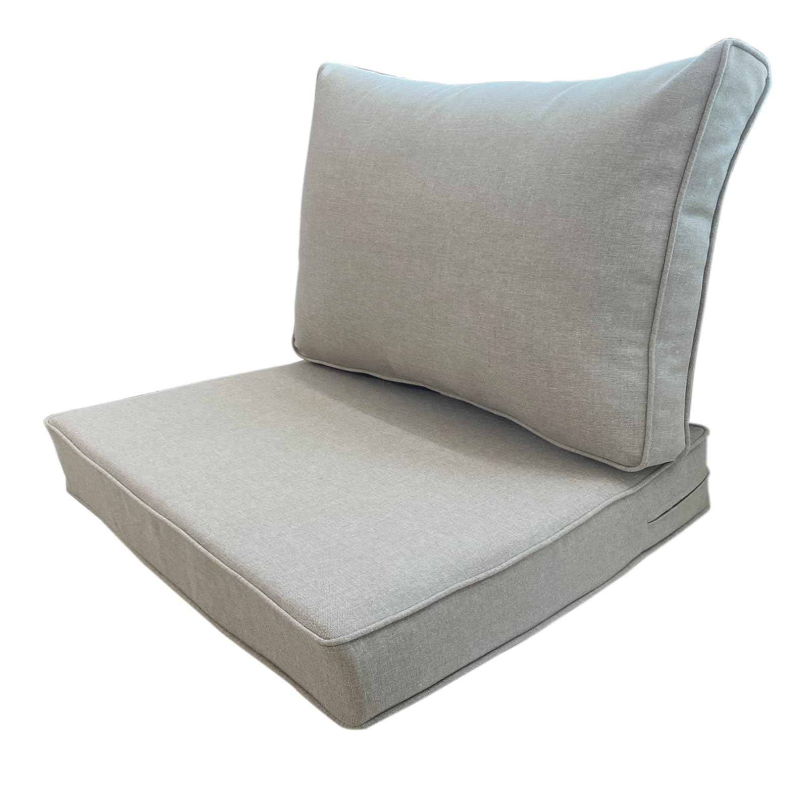 JMKaixin Outdoor Seat/Back Deep Chair Cushion Set for Patio Furniture - Lounge Chair Cushions with Zipper - Water-Resistant Patio Chair Cushions 24x24