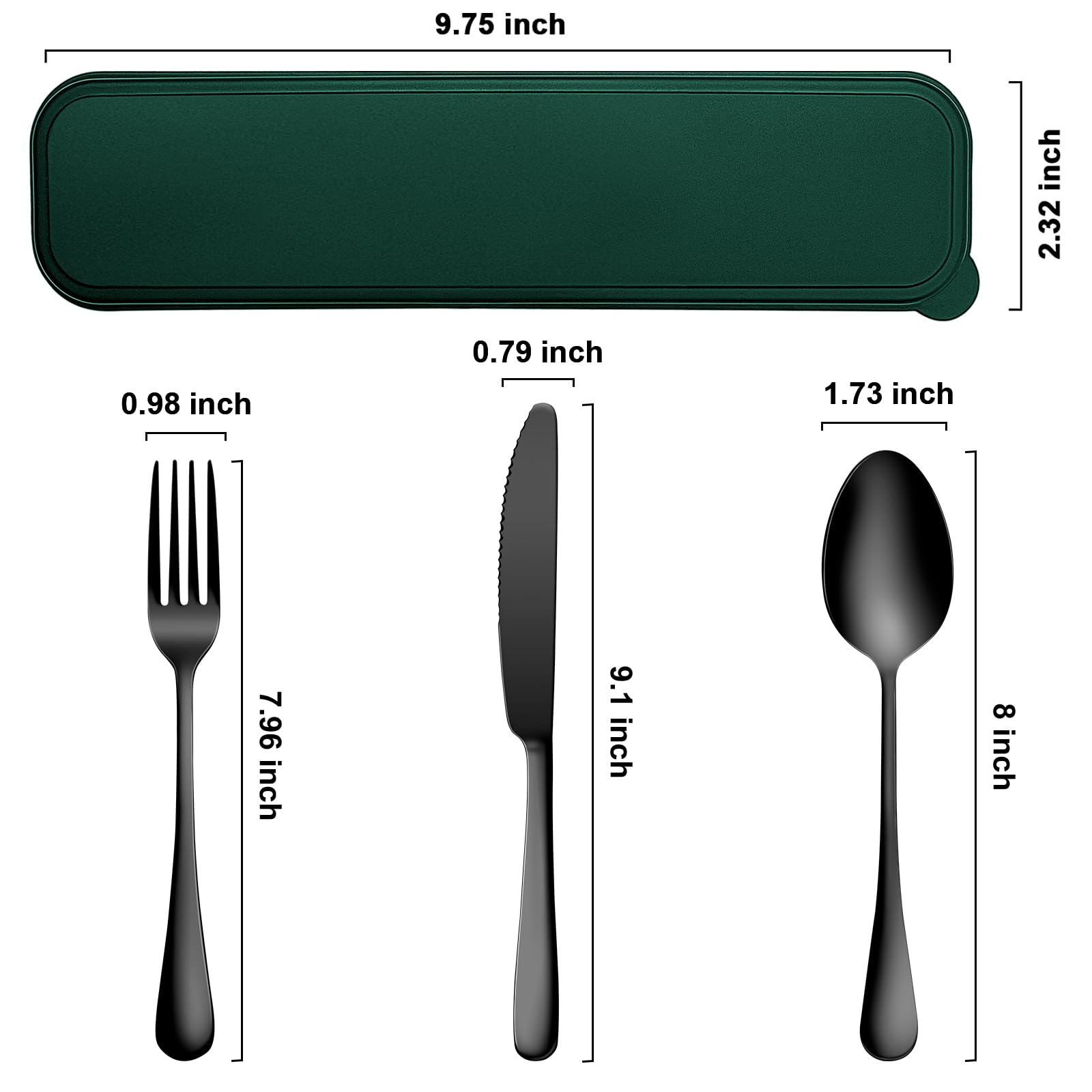 Tragbares Besteck-Set, Reiseutensilien-Set mit Etui, Reise-18/8 Edelstahl, Löffel und Gabel Set für Lunchbox, 3-teiliges Reisebesteck, ideal für Reisen, Camping, Büro