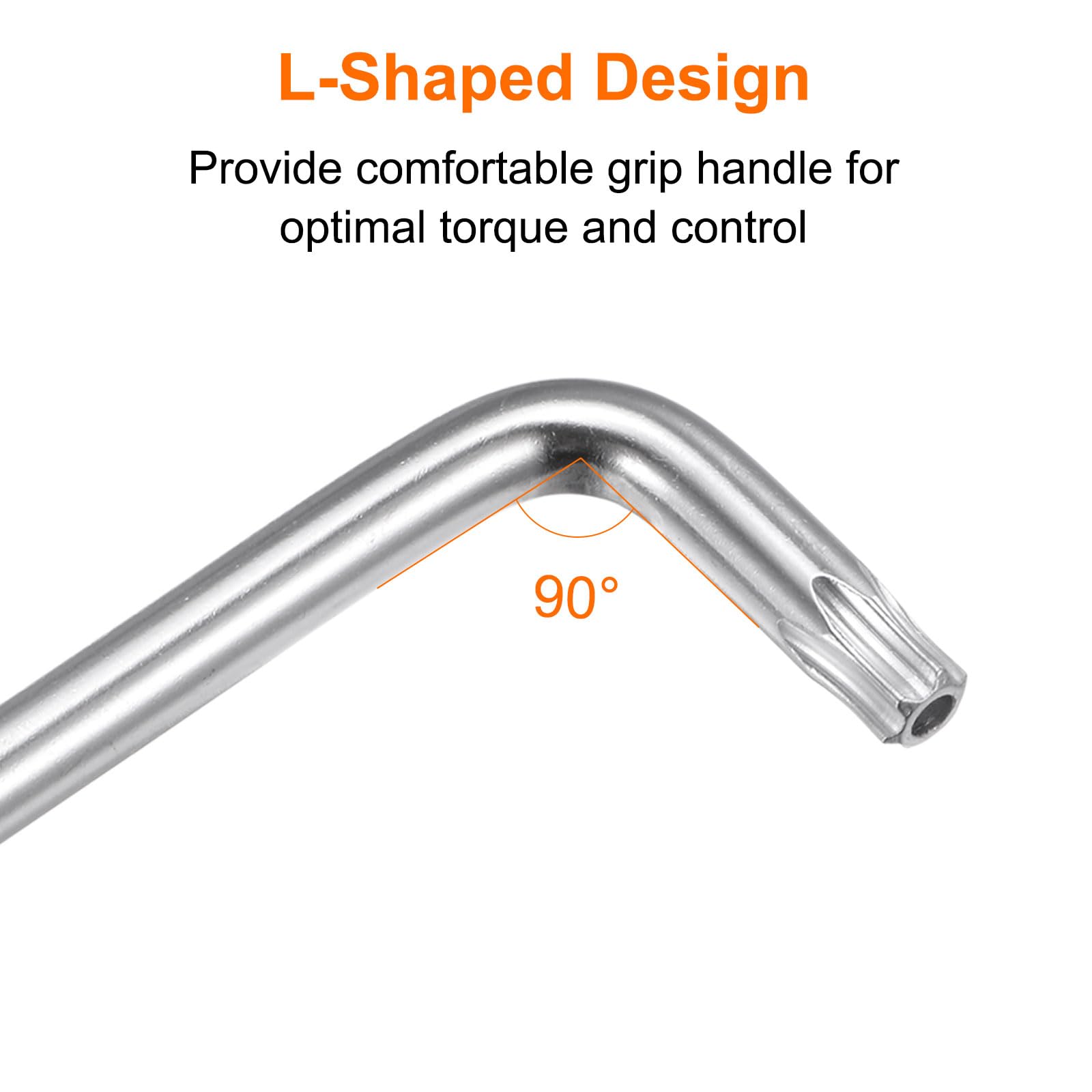 HARFINGTON Torx-Schlüssel T40 | 188 Mm Langer Arm, L-förmig | Aus S2-Stahl, Verchromt, Manipulationssicher