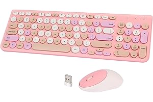 Pink Wireless Keyboard and Mouse Combo: Retro Delight for Your Desk