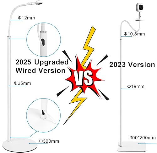 Miniatura 3 de Soporte de suelo para monitor de bebé Nanit Pro, soporte giratorio de cuello de cisne con altura ajustable y base estable, sin herramientas ni daños