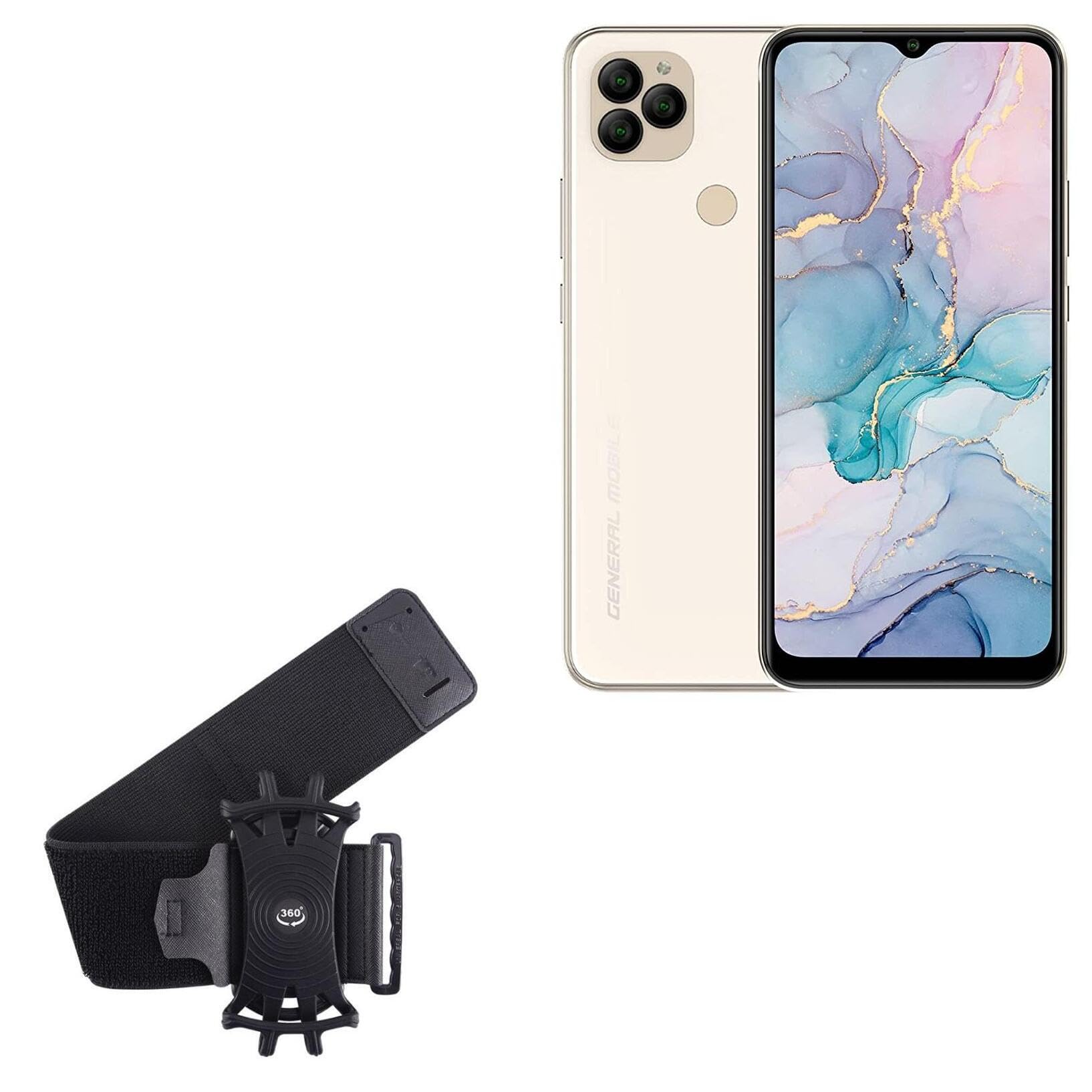 BoxWave Holster Compatible with General Mobile GM 22S - ActiveStretch Sport Armband, Adjustable Armband for Workout and Running - Jet Black