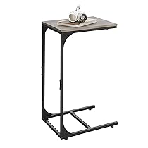 WLIVE Tavolino da divano, a forma di C, 30 x 40 x 62 cm, tavolino per soggiorno, camera da letto, balcone (1, Greige)