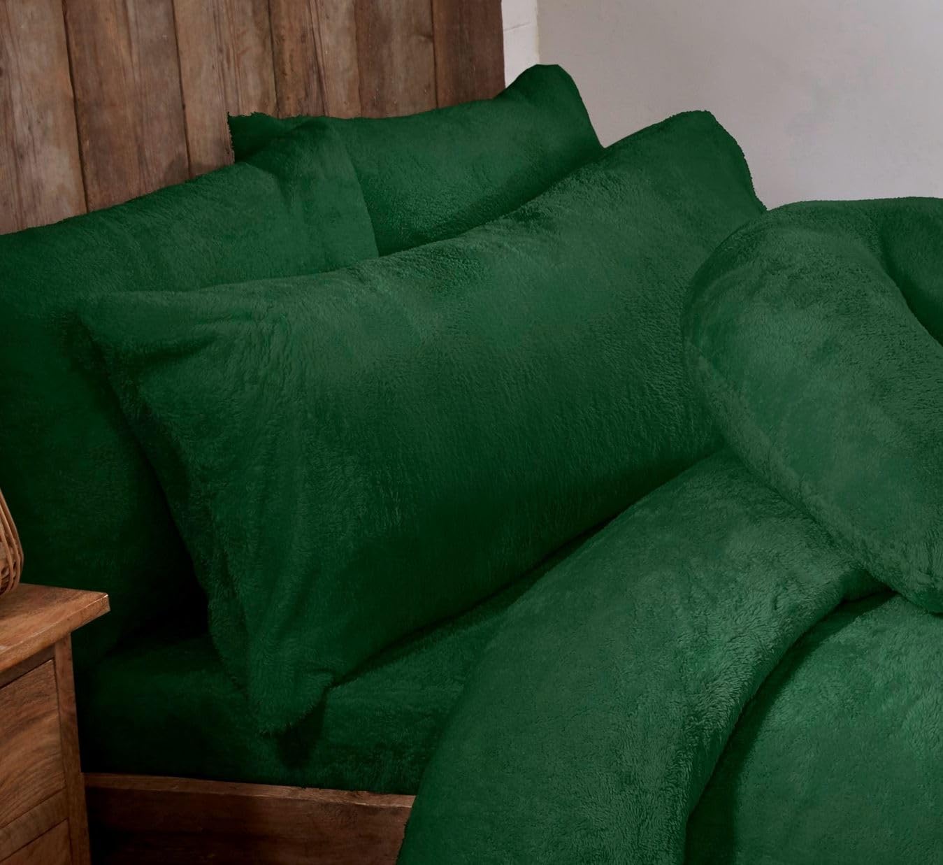 Littens Luxury Green 3ft Single Bed Size Teddy Fleece Fur Soft Cosy Body Bolster Long Pillowcase, Thermal Warm, Nursing Pregnancy 50cm x 90cm (20" x 36")