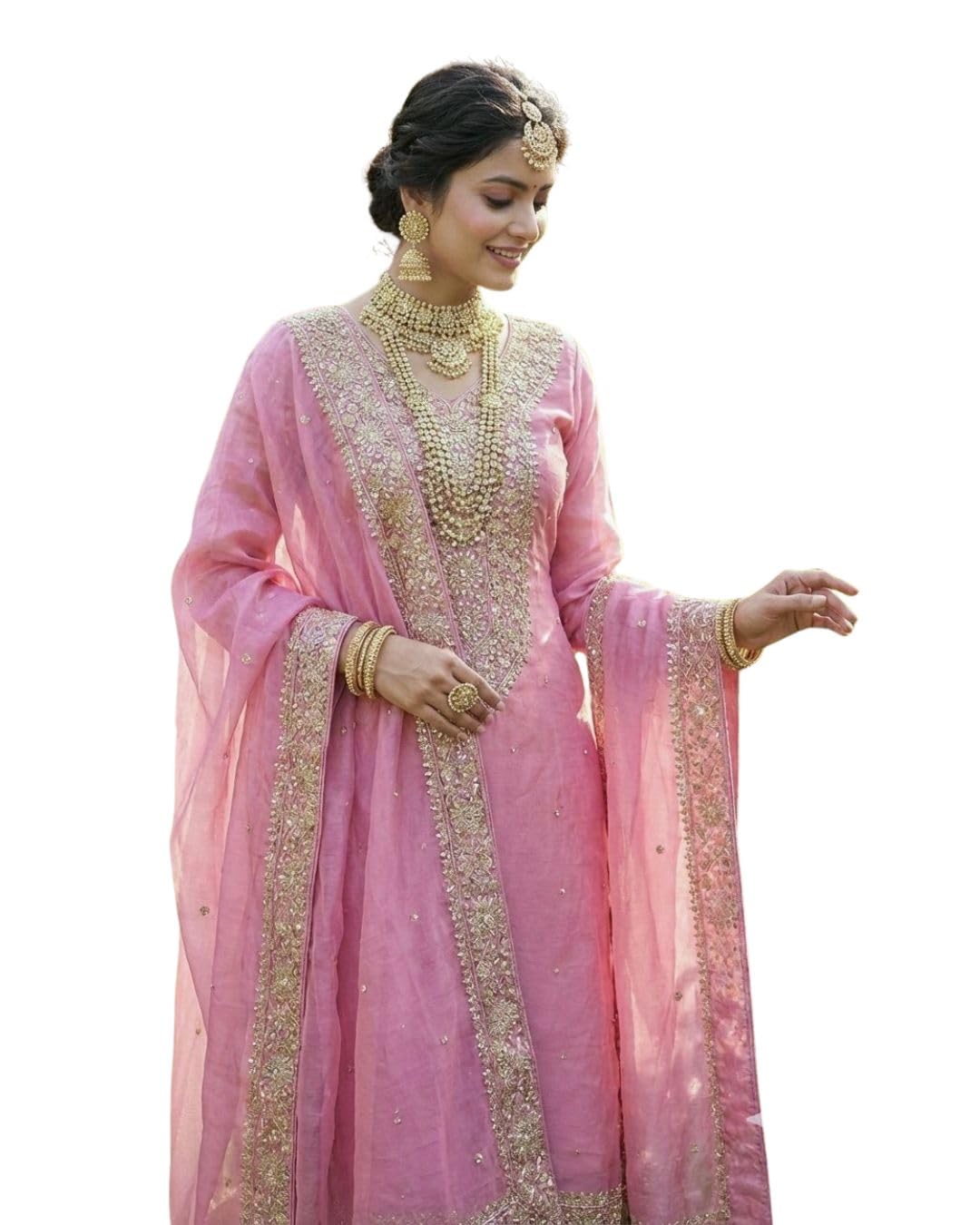 jiya's collection Women Eid Special Fendy Silk Embroidered Kurta Palazzo Set with Dupatta-picture-26