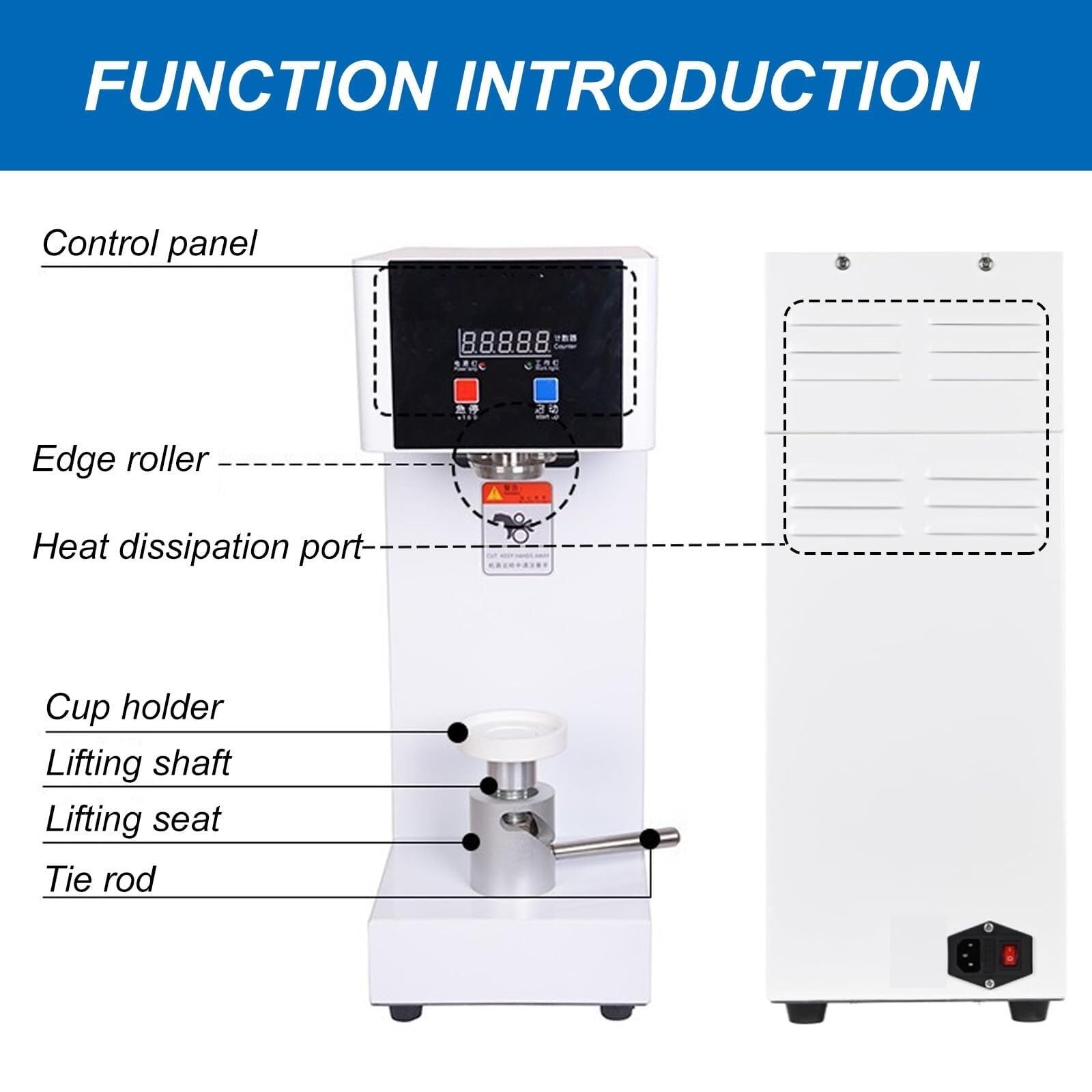 Machine à sceller les gobelets, machine à sceller les canettes électrique pour magasin de thé au lait avec arbre de levage à double protection antichute, dissipation thermique sur une grande