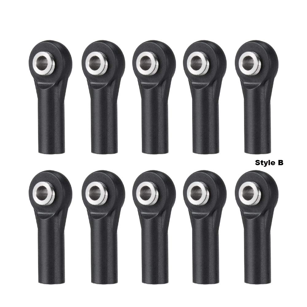 M2/M3 Plastic Linkage Ball Rod Ends For RC Crawlers, Drift Cars & DIY Models - Black 1:10 Scale