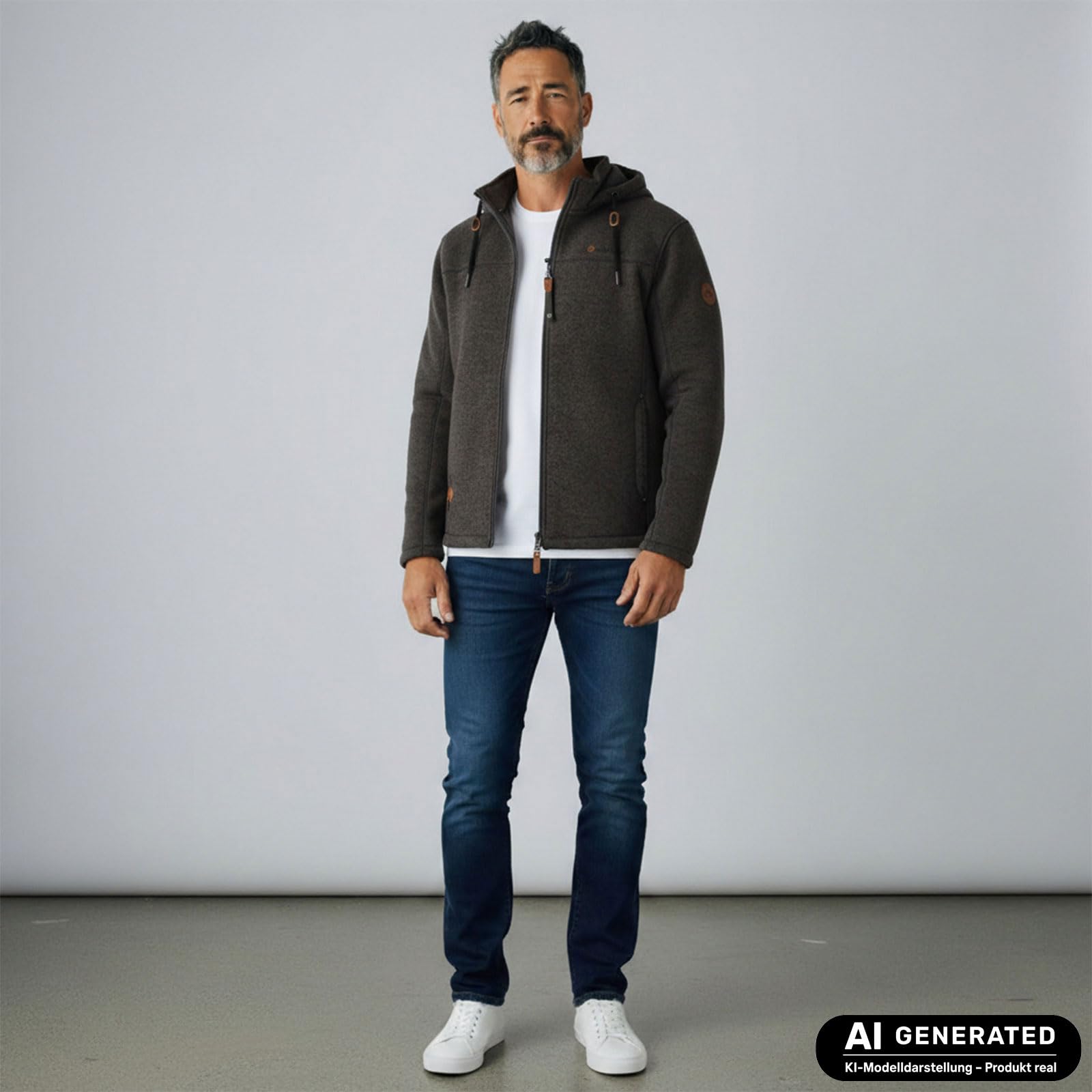 Dry Fashion Herren Wollfleece-Jacke Helgoland - Jacke Anthrazit, Größe XXL | Windabweisend & weich, Sportive Passform, Verstellbare Kapuze, Reißverschlusstaschen & Innentasche