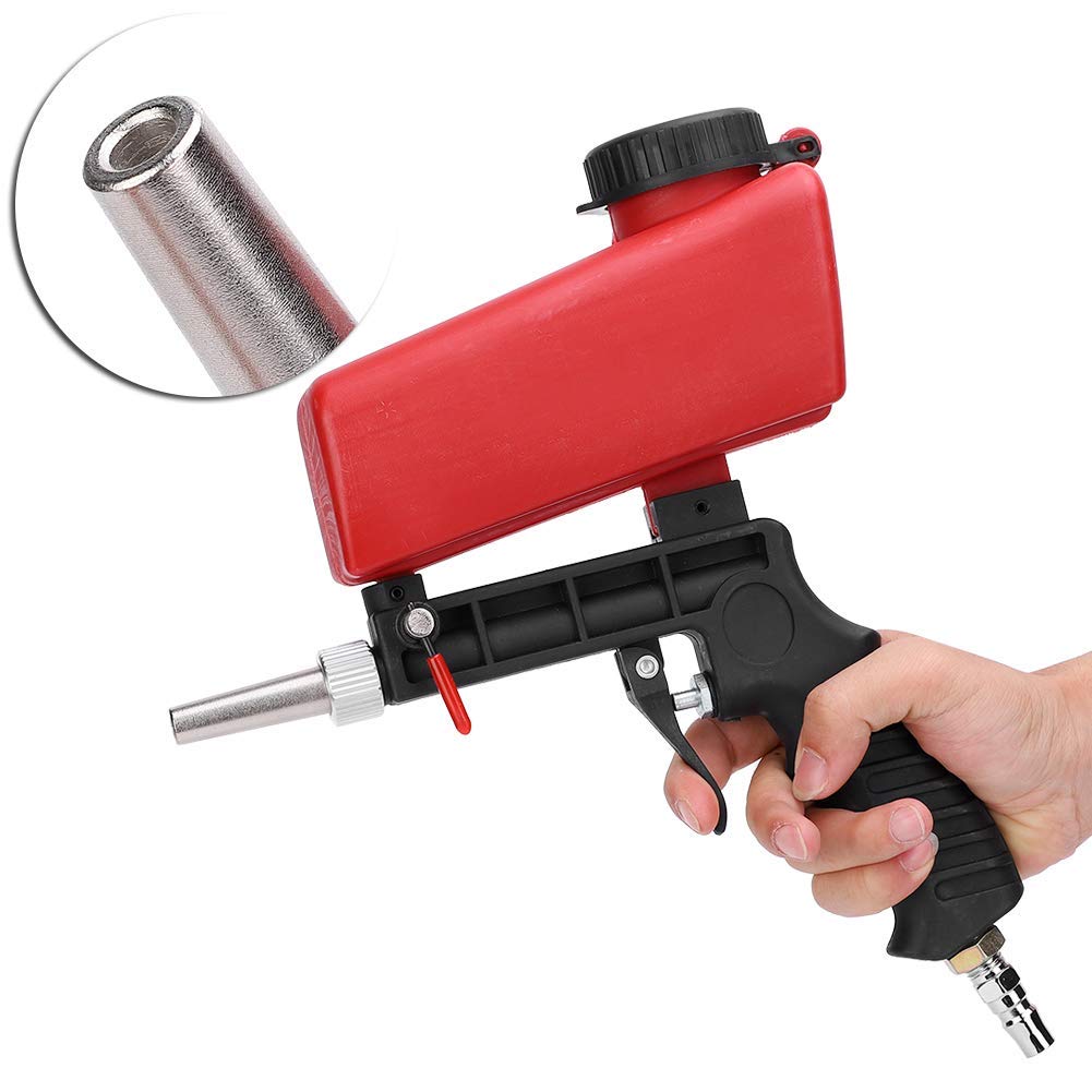 Walfront Machine de sablage pneumatique sableuse Professionnelle réglable avec Pistolet sableur connecteur d'entrée 1/4 Pouce et réservoir 700 ML