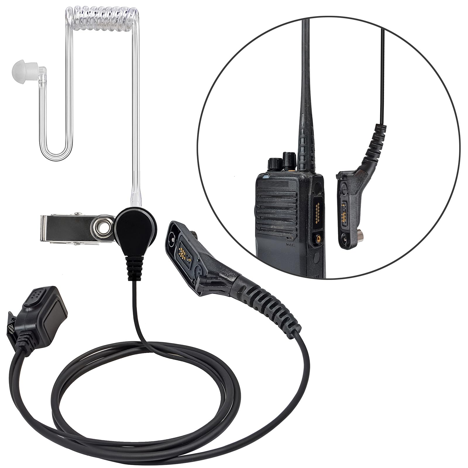 HYS Headset Kompatibel für Motorola DP4400 MTP850s MTP6650 Funkgerät | 6 Packungen, mit Schallschlauch und PTT-Taste, für DP3400 P4800 DGP4150 XPR-6300 DGP6150 DGP5000 Walkie Talkie