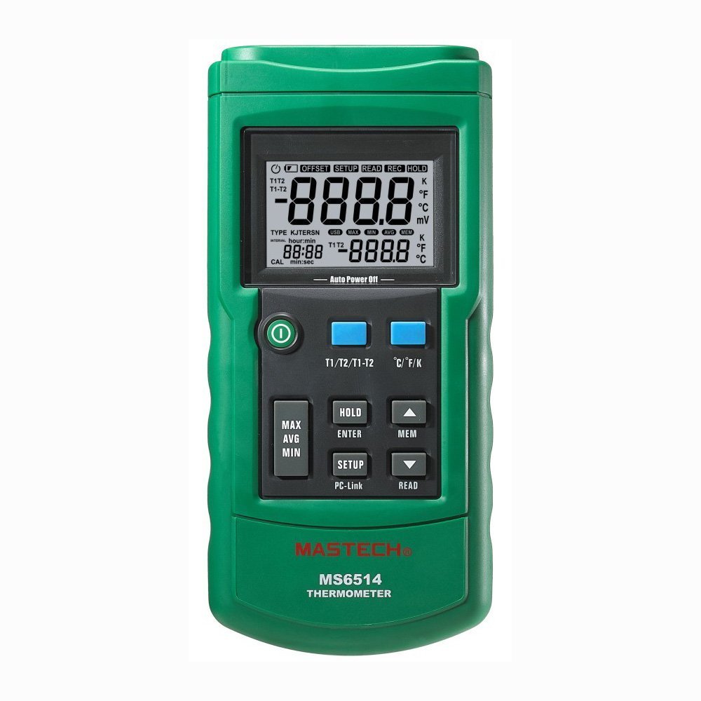 Mastech MS6514 Dual Channel Digital Thermometer Tester USB Interface