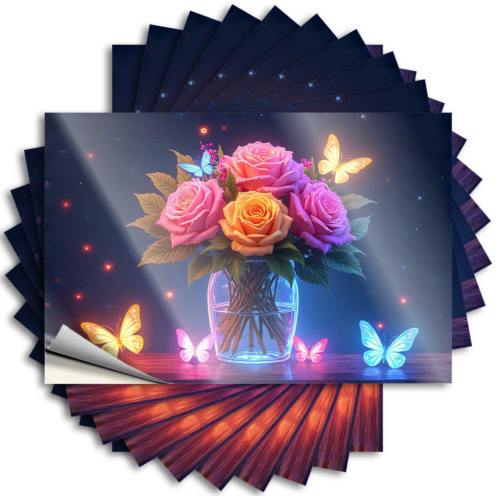 Stuff for Teens Sticker Cover | Enchanted Garden: Roses and Butterflies in A Glass Vase Summer Alcohol Sticker Pack(8X12CM)