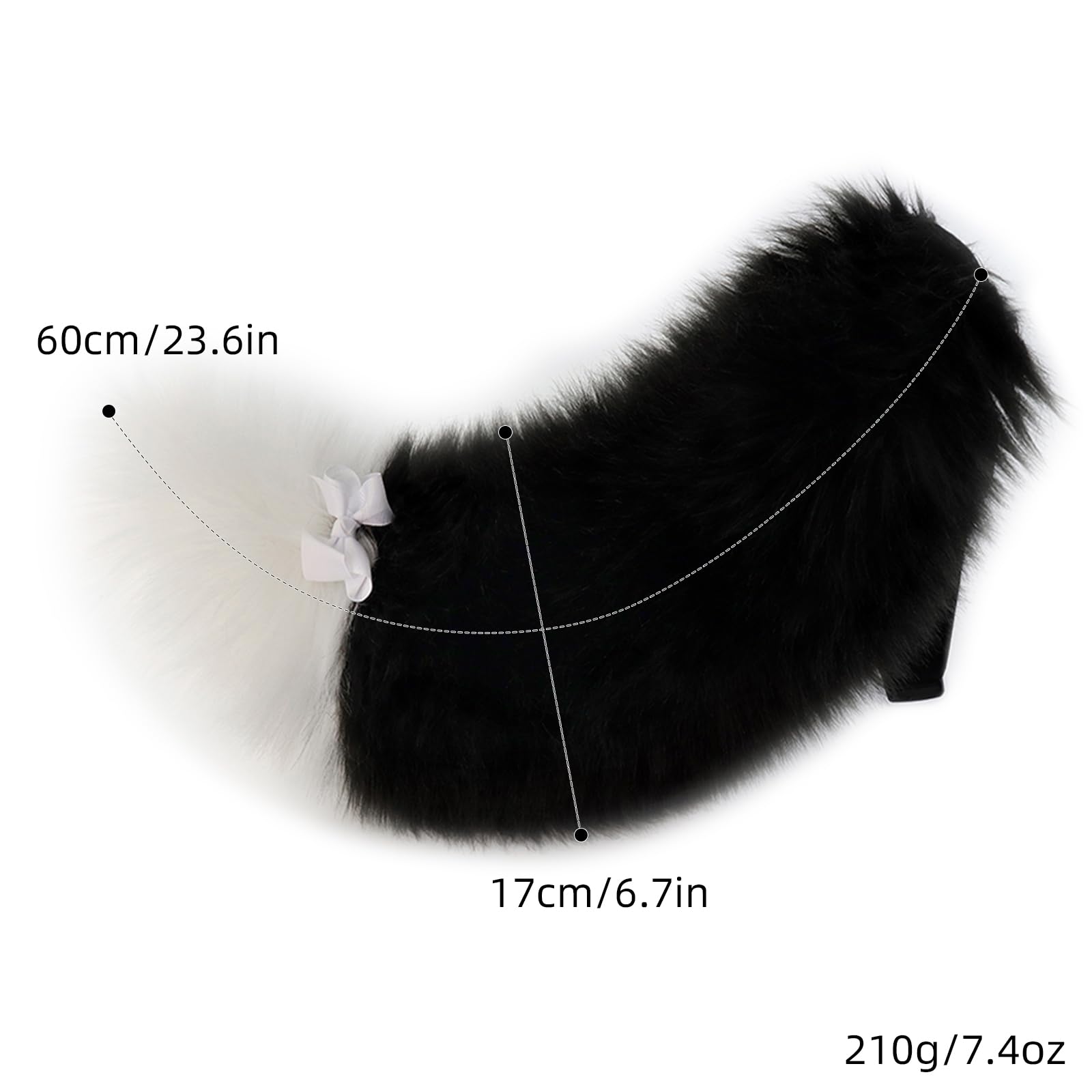 Faux Fur Fox Wolf Tail Soft Fluffy Fursuit Animal Tail with Adjustable Waist Strap, Cosplay Halloween Party Costume