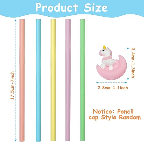 Miniatura 4 de AUAUY Lápices HB, divertidos adornos de dibujos animados, 15 lápices de grafito con carcasa de madera para niños, escuela y oficina