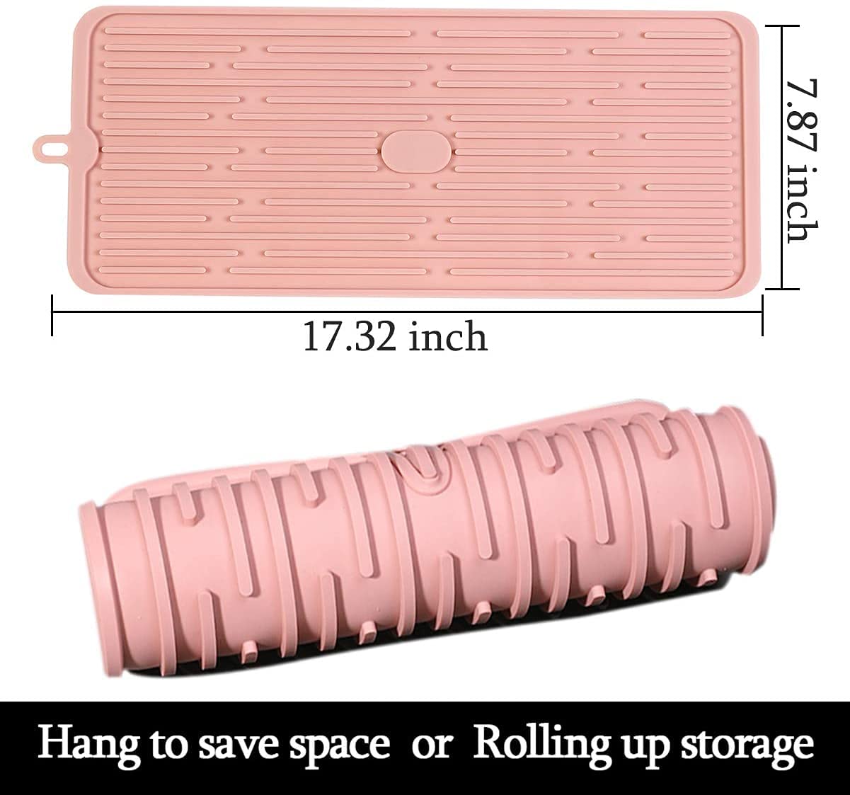 NILKANTH Dish Drying Mat (17.3″ × 7.9″ Silicone Mat Pink) 1